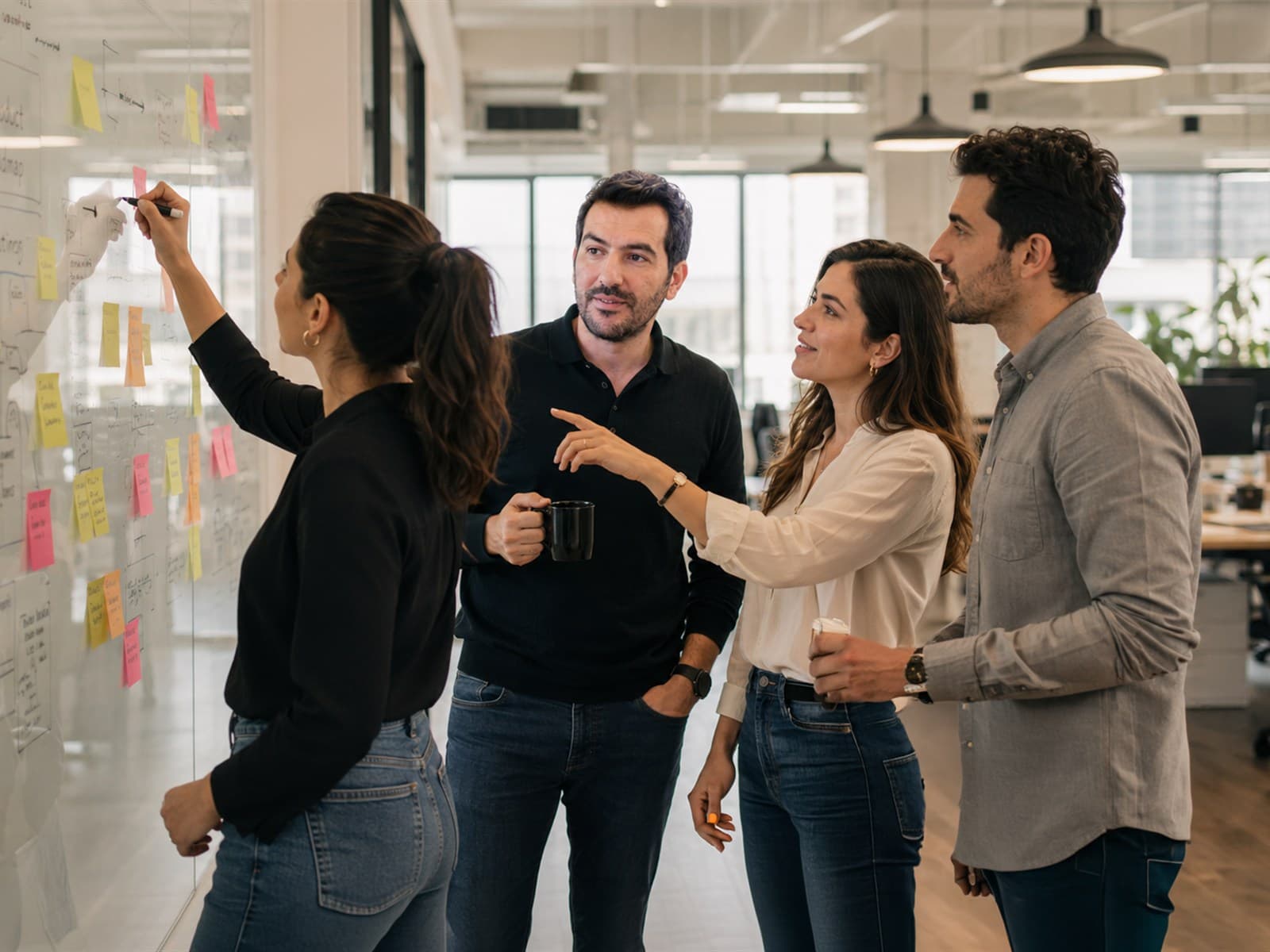 Une petite équipe collabore sur un ordinateur portable